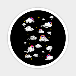 Clouds of oriental mythology with rainbow and stars Magnet